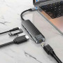USB Hub адаптер Hoco HB23 Type-C HDTV / USB3.0 / USB2.0 / RJ45 Ethernet / Type-C PD60W, Gray