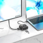 USB Hub адаптер Hoco HB38 7in1 converter Type-C (HDTV / USB3.0 / USB2.0x2 / SD / TF / Type-C PD100W) 0.2m, Black