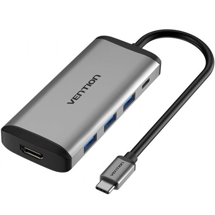 Хаб VENTION CNBHB Type-C to HDMI / 3 USB3.0 / PD Converter 0.15m, Grey