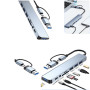 USB HUB адаптер 4 USB / Type-C / SD / TF / AUX 8 in 1, Steel