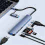 USB HUB адаптер 4 USB / Type-C / SD / TF / AUX 8 in 1, Steel