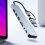 USB HUB адаптер 4 USB / Type-C / SD / TF / AUX 8 in 1, Steel