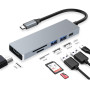 USB HUB YME006 Type-C to 2 USB / Type-C / HDMI / SD / Micro SD  6 in 1, Gray