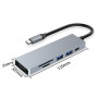 USB HUB YME006 Type-C to 2 USB / Type-C / HDMI / SD / Micro SD  6 in 1, Gray