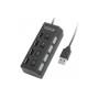 USB HUB TOTO hi-speed 4 USB 2.0 с переключателями, разветвитель черный
