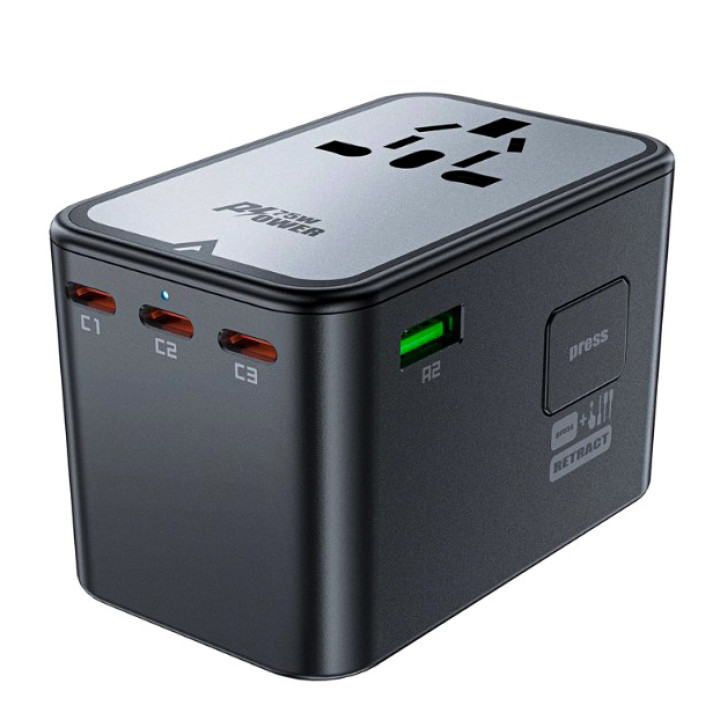 Сетевое Зарядное Устройство Acefast Z1 PD75W GaN 3Type-C + 2USB 2300W EU / US / UK / AU, Black