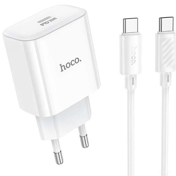 Сетевое зарядное устройство Hoco C76A Pro Type-C 3A PD, QC3.0 30W cable Type-C - Type-C 1m, White