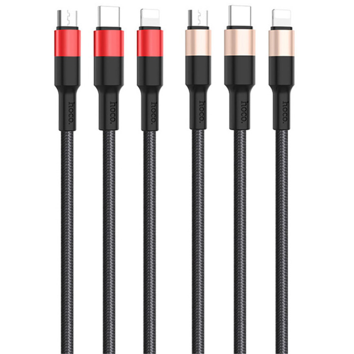 Data-кабель Hoco X26 Xpress 3-in-1 Lightning / Micro USB / Type-C, 2.0A, 1м