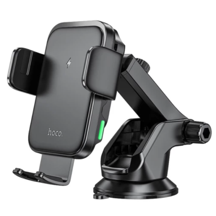 Автодержатель для смартфона Hoco HW11 Wireless c функцией беспроводной зарядки 15W 2A, Black
