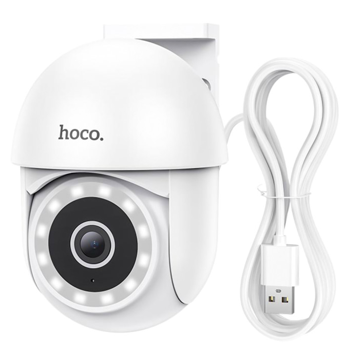 IP-камера видеонаблюдения Hoco D2 outdor PTZ HD с микрофоном и динамиком IP65, White