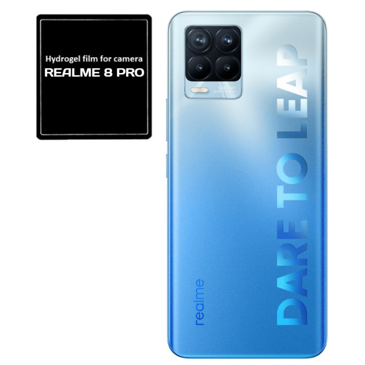 Противоударная гидрогелевая пленка Hydrogel Film для Realme 8 Pro на камеру 3 шт, Transparent