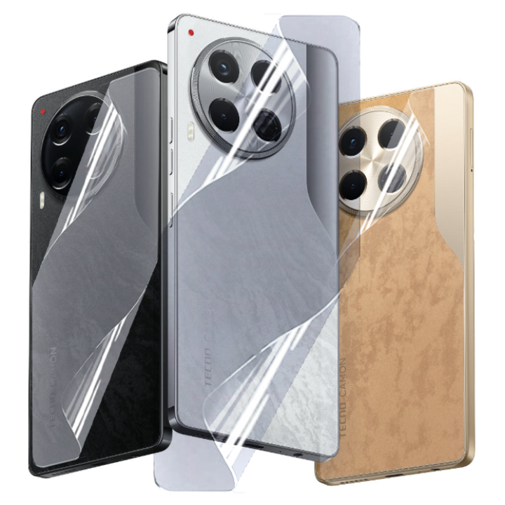 Противоударная гидрогелевая пленка Hydrogel Film для Tecno Camon 30 5g​ на заднюю панель, Transparent