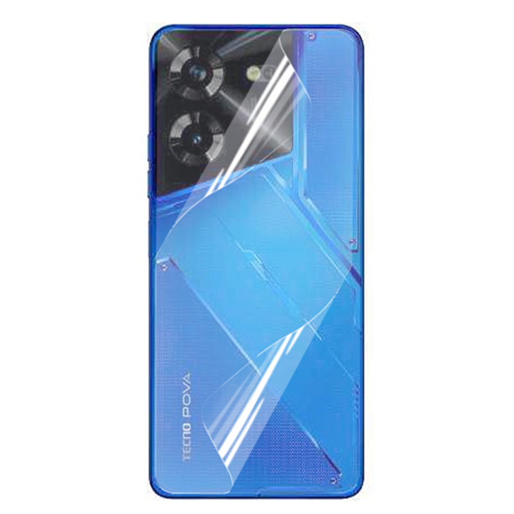 Противоударная гидрогелевая пленка Hydrogel Film для Tecno Pova 5 на заднюю панель, Transparent
