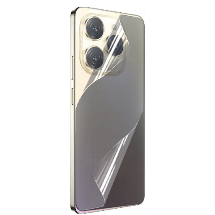 Противоударная гидрогелевая пленка Hydrogel Film для Tecno Spark 20 Pro на заднюю панель, Transparent