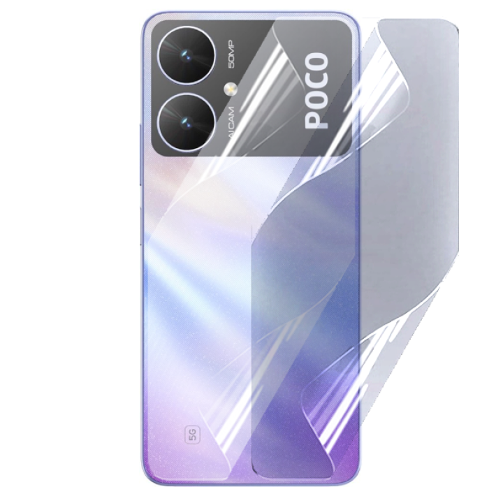 Противоударная гидрогелевая пленка Hydrogel Film для Xiaomi Poco M6 5G​ на заднюю панель, Transparent