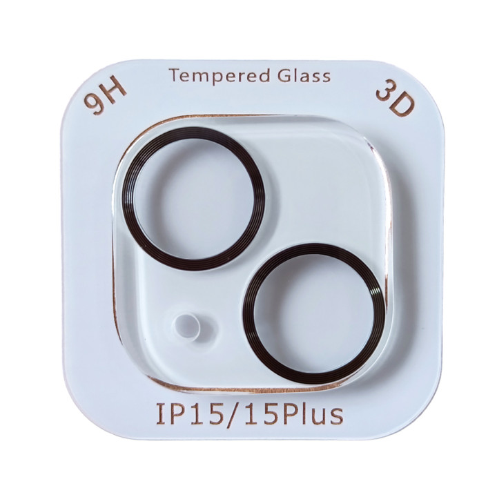 Защитное стекло Tempered Glass Metal Classic 3D на заднюю камеру для iPhone 15 / 15 Plus