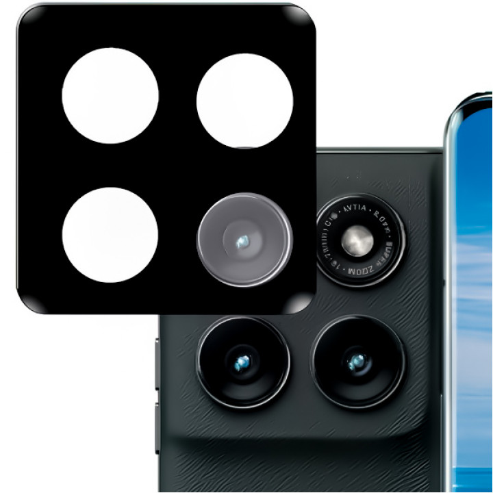 Защитная рамка со стеклом на заднюю камеру Tempered Glass для Motorola Edge 60, Black