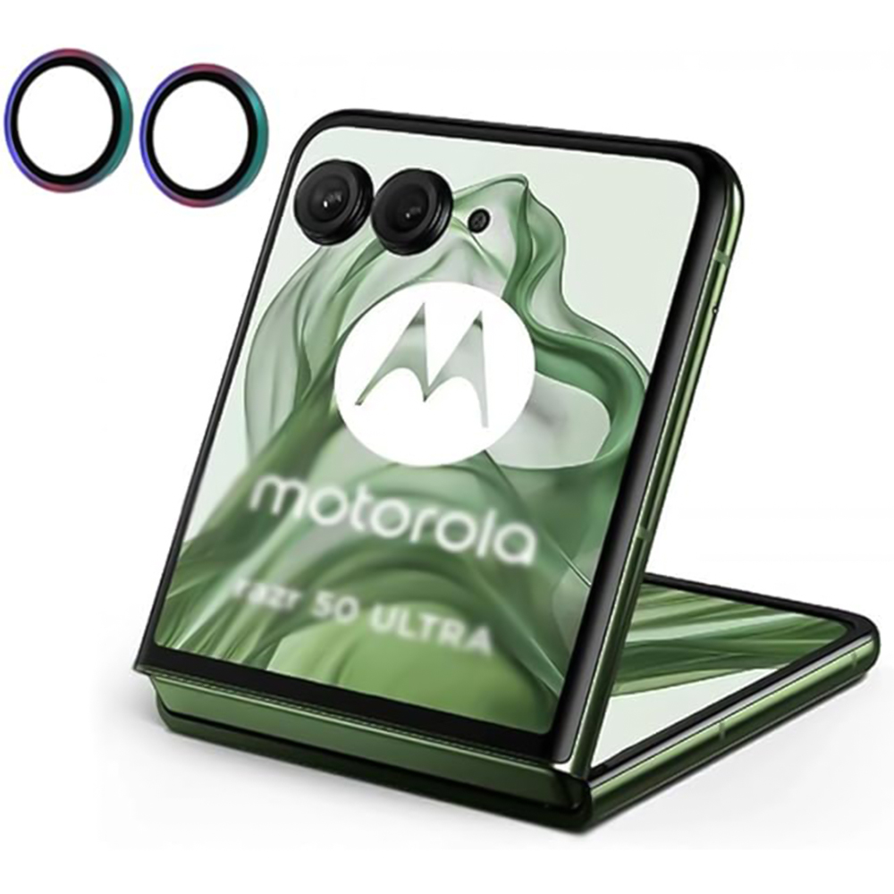 Защитное стекло с рамкой CD Pattern на заднюю камеру для Motorola Razr 50 / Razr 2024 / Razr 60 разноцветный