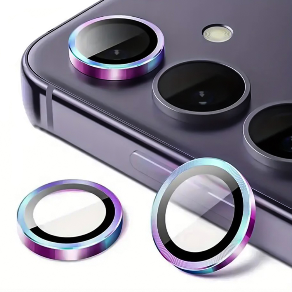 Защитное стекло с рамкой CD Pattern на заднюю камеру для Samsung Galaxy S24 FE разноцветный