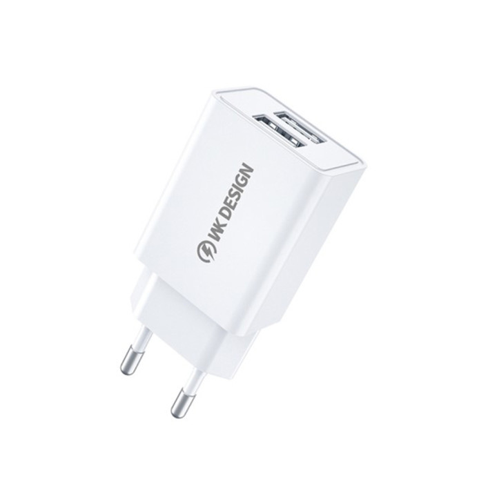 Сетевое зарядное устройство WK WP-U119a 2USB 2A с кабелем Type-C, White