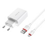 Сетевое зарядное устройство для Borofone BA21A QC3.0A 18W кабель microUSB 1m, White