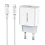 Сетевое зарядное устройство Borofone BA38A Plus PD20W Type-C to Lightning 3A, White