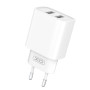 Сетевое зарядное устройство XO CE02C 2USB 2.1A с кабелем lightning 1м, White