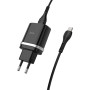 Сетевое зарядное устройство Hoco C12Q 3.0A, QC 3.0 microUSB 1м, Black