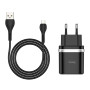Сетевое зарядное устройство Hoco C12Q 3.0A, QC 3.0 microUSB 1м, Black