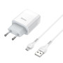 Сетевое зарядное устройство Hoco C73A 2 USB 2.4A Type-C 1м, White