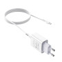 Сетевое зарядное устройство Hoco C81A USB 2.1A microUSB 1m, White