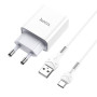 Сетевое зарядное устройство Hoco C81A USB 2.1A Type-C 1m, White