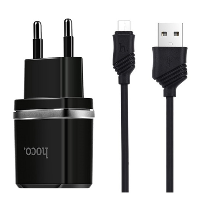 Сетевое зарядное устройство HOCO C12 2USB 2.4A, Micro USB 1м