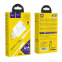 Мережевий зарядний пристрій Hoco C80A USB, 3.1A PD, QC3.0 18W Type-C-Type-C 1m, White