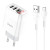Сетевое зарядное устройство Hoco C93A 3 USB 3.4A c Led-дисплеeм cable Micro-USB 1m, White