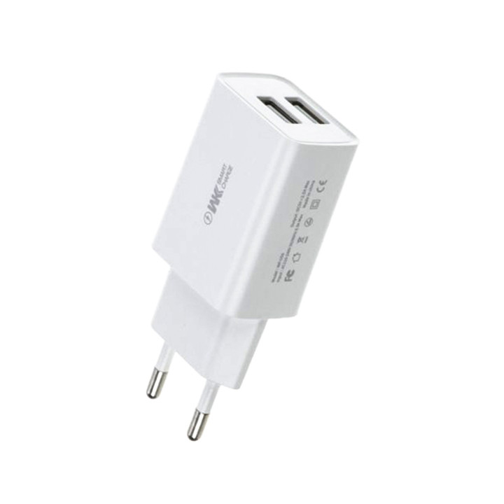 Сетевое зарядное устройство WK WP-U56m 2USB 2A с кабелем MicroUSB, White