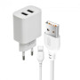 Сетевое зарядное устройство XO CE02C 2USB 2.1A с кабелем Type-C 1м, White