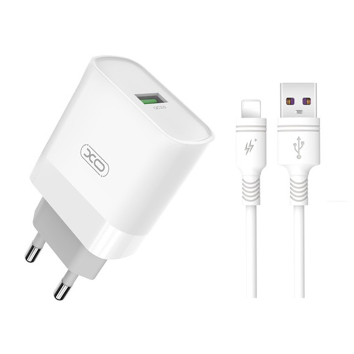 Сетевое зарядное устройство XO L63 USB 2.4A QC3.0 Lightning 1м