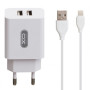Сетевое зарядное устройство XO L17 2 USB 2.1A lightning 1м, White